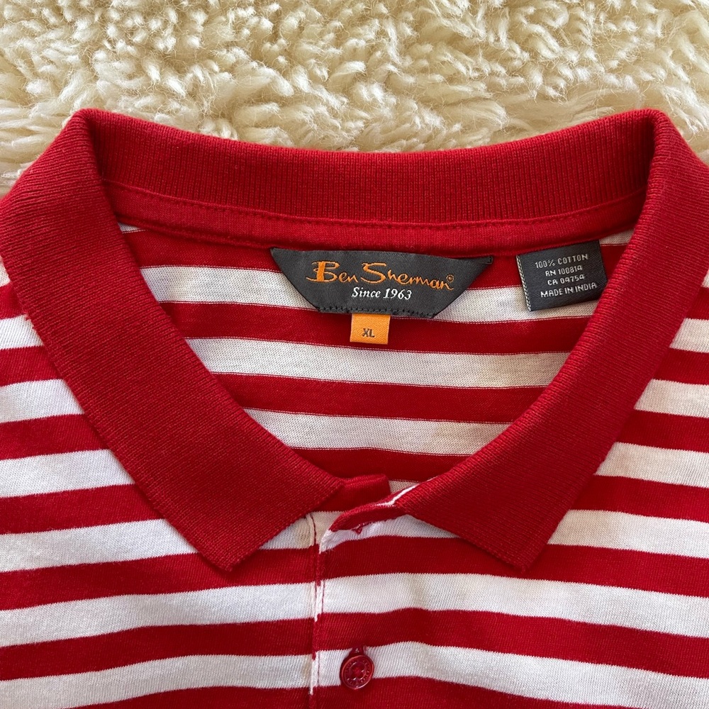 Ben Sherman red and white stripe polo size xl